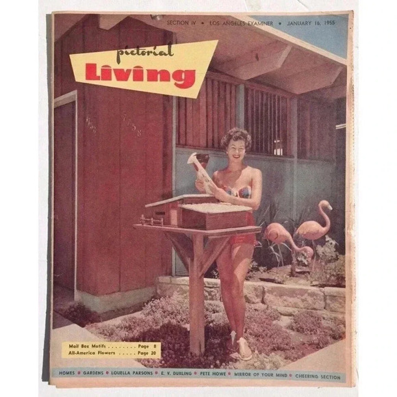 VTG January 16, 1955 PICTORIAL LIVING Los Angeles IV Architecture Newspaper NOS - Picture 1 of 5